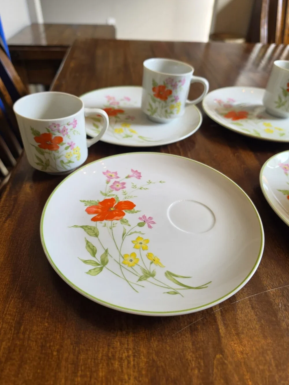 1960s Japanese fine china luncheon/snack set, Tea Set Of 4